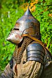 man in knight's helmet