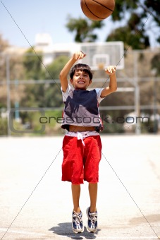 Basket ball jump, throw in