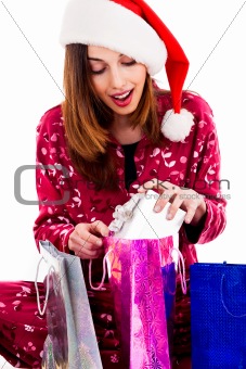 young woman with christmas gifts