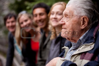 Elderly Man Telling Stories