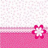 Pink background with flowers and dots