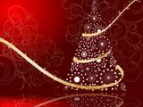 stylized Christmas tree on decorative background