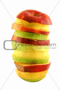 Apple slices; different colors