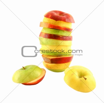 Apple slices; different colors