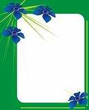green photo frame with blue flowers