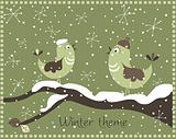 Winter theme with birds vector