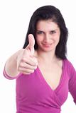 Young pretty women with thumb up