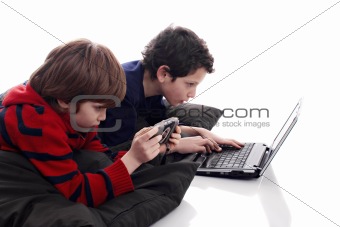 children playing computer and video games