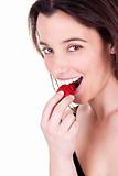 women eating strawberries