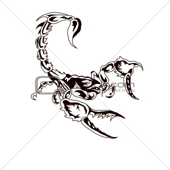 It is black a white scorpion.Vector illustration