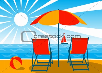 deckchairs on beach