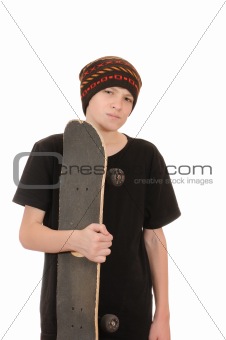 The teenager with a skateboard 
