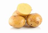 Four potatoes isolated