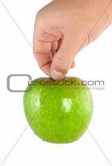 Green apple in hand (Path)