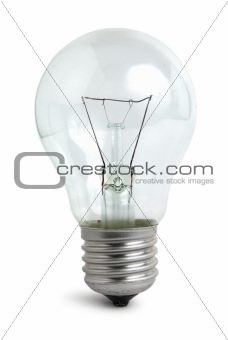 Light bulb on white