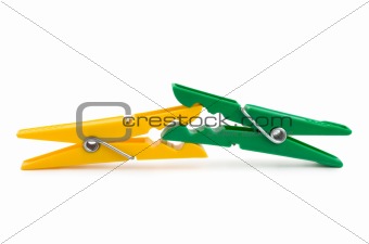 Photo of Colour clothespins isolated