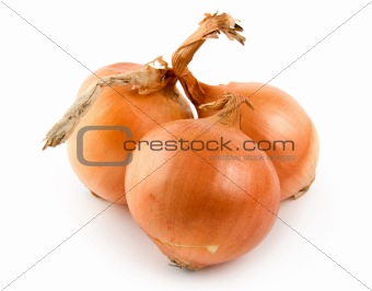 Three onions isolated