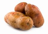 Three potatoes isolated