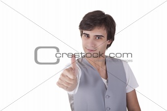 young men with thumbs up hand sign