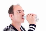 man drinking a bottle of water
