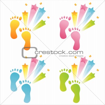colorful foot steps
