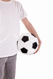 body of a boy holding a soccer ball