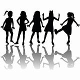 Silhouettes of children isolated on white background