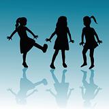 Silhouettes of children on blue background