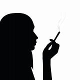 Smoking girl black silhouette