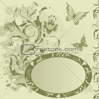 Background  with  flowers and branches