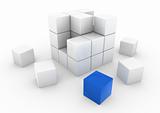 3d business cube blue white