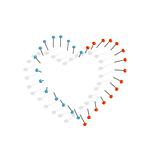 The image of heart from pins.Vector illustration