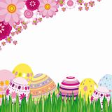 Floral background with Easter eggs