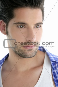 Clean young man closeup portrait over white