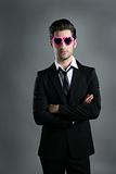 funny heart shape pink sunglasses businessman
