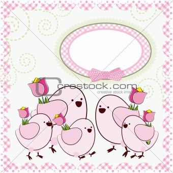Mother's Day. Background with cartoon birds. Vector.