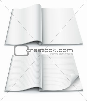 empty pages inside of magazine with wrapped corner