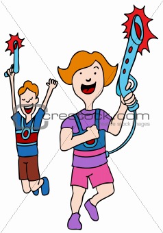 children playing laser tag