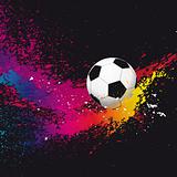 The colorful footballs on a black background. Vector illustratio