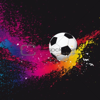 The colorful footballs on a black background. Vector illustratio