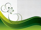 Abstract green background with a flower