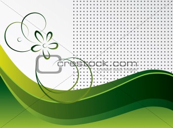 Abstract green background with a flower