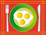 Fried egg on a green plate