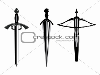 ancient weapons outline vector