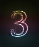 Shiny font. Glowing number 3.