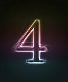 Shiny font. Glowing number 4.