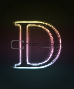 Glowing font. Shiny letter D