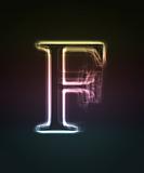 Glowing font. Shiny letter F.