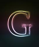 Glowing font. Shiny letter G.