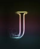 Glowing font. Shiny letter J.